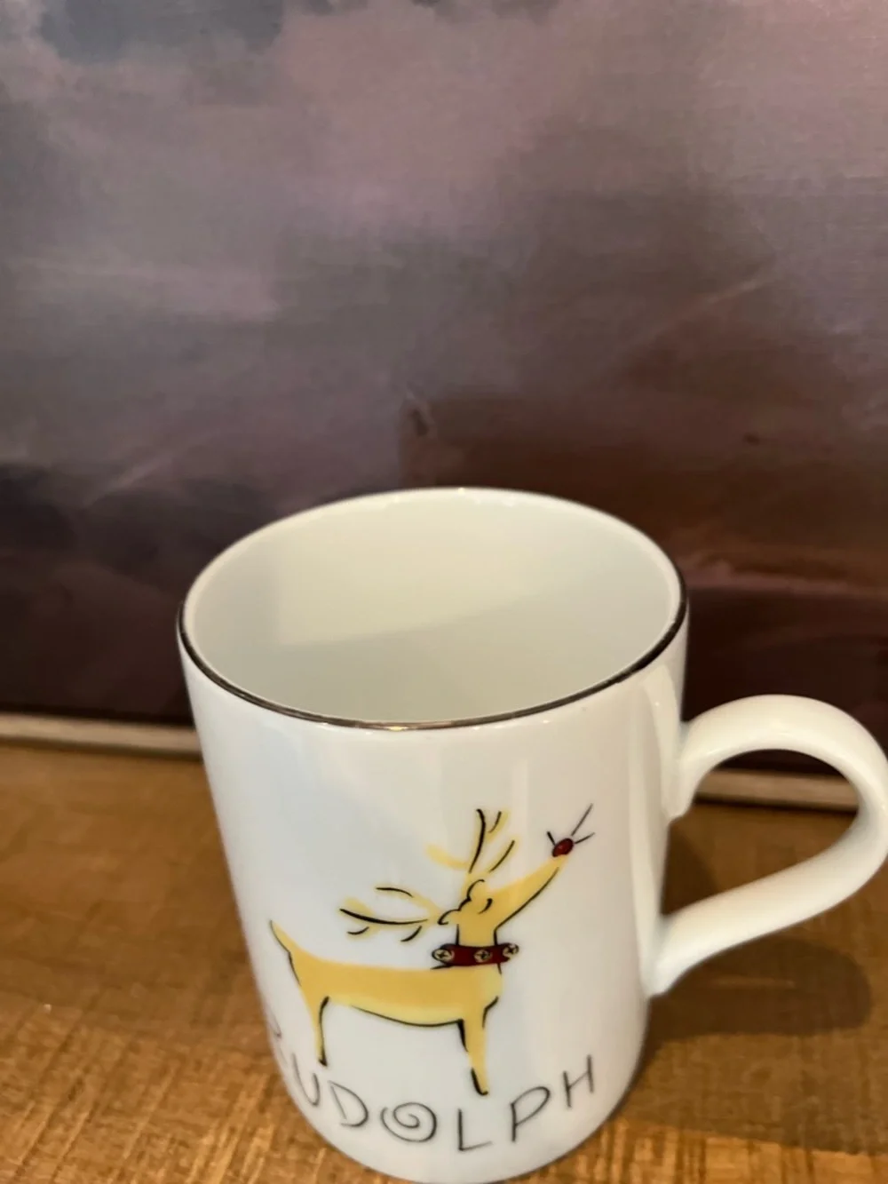 Pottery Barn REINDEER - RUDOLPH 12oz Mug Cup Porcelain Japan Christmas Mint